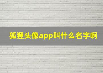 狐狸头像app叫什么名字啊