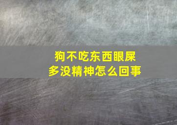 狗不吃东西眼屎多没精神怎么回事