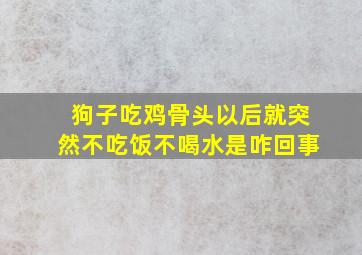 狗子吃鸡骨头以后就突然不吃饭不喝水是咋回事