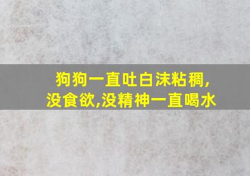 狗狗一直吐白沫粘稠,没食欲,没精神一直喝水