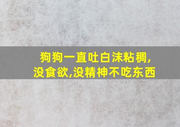 狗狗一直吐白沫粘稠,没食欲,没精神不吃东西