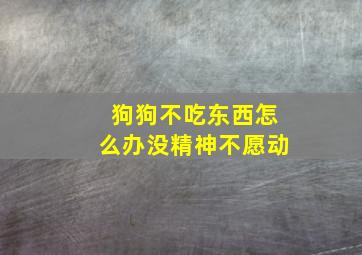 狗狗不吃东西怎么办没精神不愿动