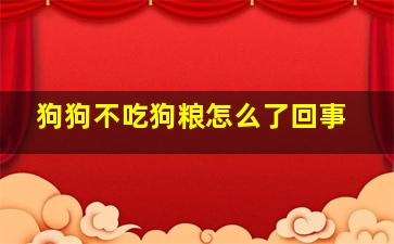 狗狗不吃狗粮怎么了回事