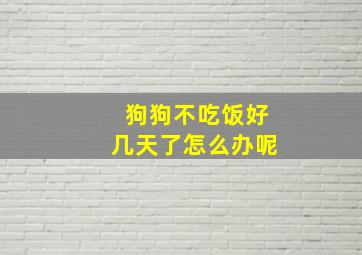 狗狗不吃饭好几天了怎么办呢