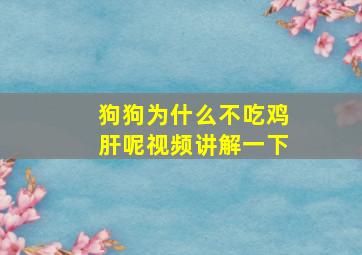 狗狗为什么不吃鸡肝呢视频讲解一下