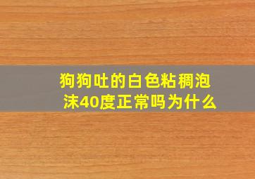 狗狗吐的白色粘稠泡沫40度正常吗为什么