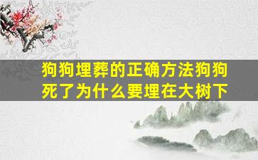 狗狗埋葬的正确方法狗狗死了为什么要埋在大树下