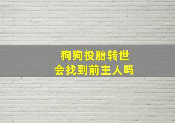 狗狗投胎转世会找到前主人吗