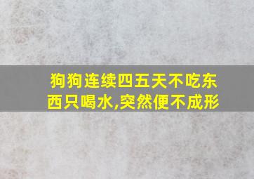 狗狗连续四五天不吃东西只喝水,突然便不成形