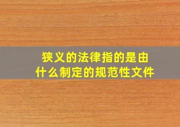 狭义的法律指的是由什么制定的规范性文件