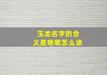 玉龙名字的含义是啥呢怎么读