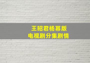 王昭君杨幂版电视剧分集剧情