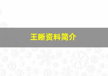 王晰资料简介