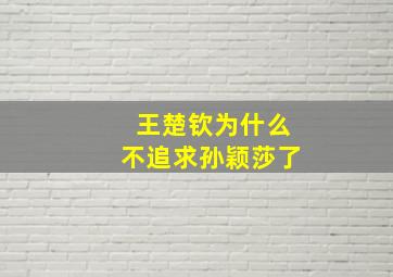 王楚钦为什么不追求孙颖莎了