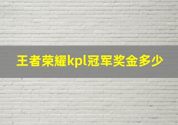 王者荣耀kpl冠军奖金多少