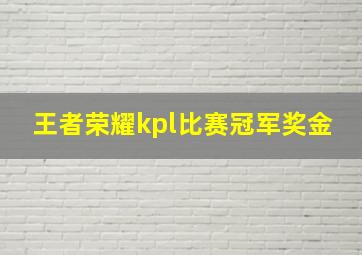 王者荣耀kpl比赛冠军奖金