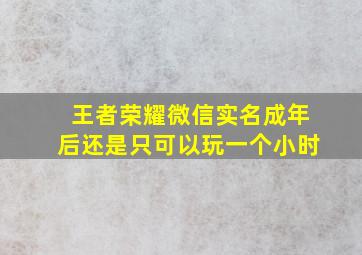 王者荣耀微信实名成年后还是只可以玩一个小时