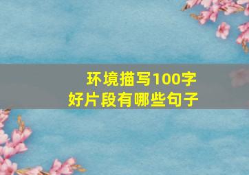 环境描写100字好片段有哪些句子