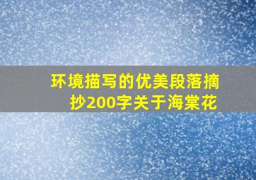 环境描写的优美段落摘抄200字关于海棠花