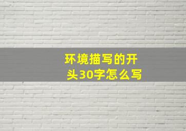 环境描写的开头30字怎么写