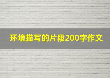 环境描写的片段200字作文