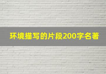 环境描写的片段200字名著