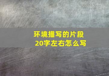 环境描写的片段20字左右怎么写