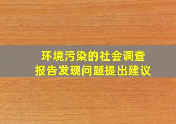 环境污染的社会调查报告发现问题提出建议