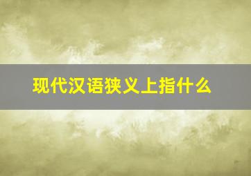 现代汉语狭义上指什么