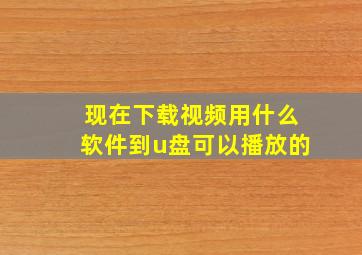 现在下载视频用什么软件到u盘可以播放的