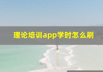 理论培训app学时怎么刷