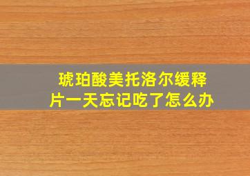 琥珀酸美托洛尔缓释片一天忘记吃了怎么办