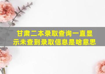 甘肃二本录取查询一直显示未查到录取信息是啥意思