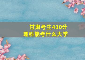 甘肃考生430分理科能考什么大学