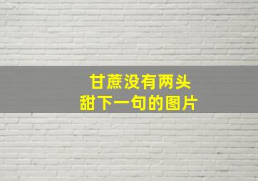 甘蔗没有两头甜下一句的图片