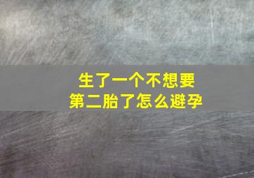 生了一个不想要第二胎了怎么避孕