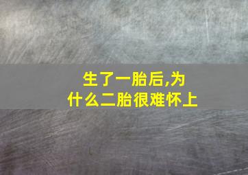 生了一胎后,为什么二胎很难怀上