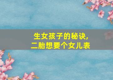 生女孩子的秘诀,二胎想要个女儿表