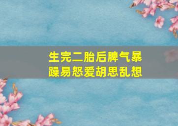 生完二胎后脾气暴躁易怒爱胡思乱想