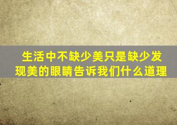 生活中不缺少美只是缺少发现美的眼睛告诉我们什么道理