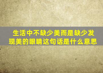 生活中不缺少美而是缺少发现美的眼睛这句话是什么意思