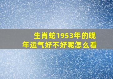 生肖蛇1953年的晚年运气好不好呢怎么看