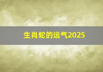 生肖蛇的运气2025