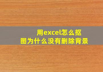 用excel怎么抠图为什么没有删除背景