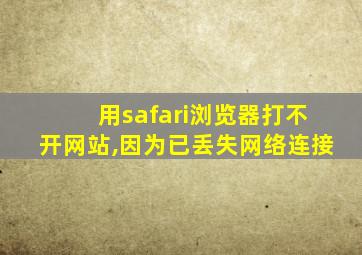 用safari浏览器打不开网站,因为已丢失网络连接