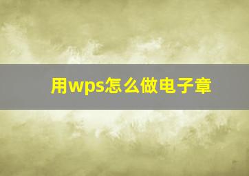 用wps怎么做电子章