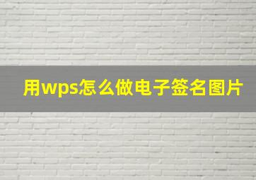 用wps怎么做电子签名图片