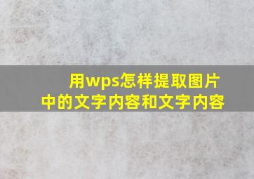 用wps怎样提取图片中的文字内容和文字内容