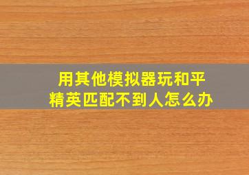 用其他模拟器玩和平精英匹配不到人怎么办