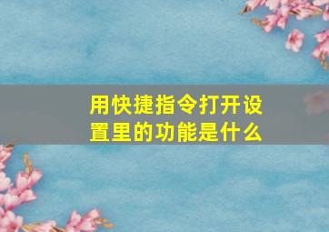 用快捷指令打开设置里的功能是什么